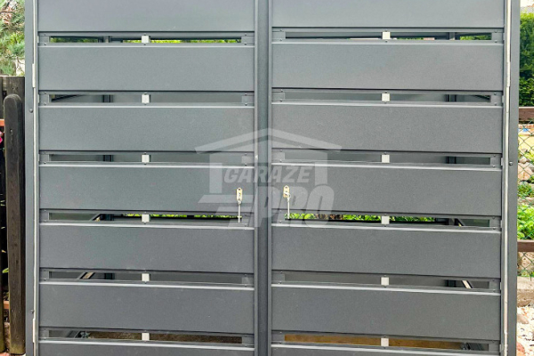 Ogłoszenie - Wiata śmietnikowa 2x1m - 2x drzwi - zabudowana panelami - Antracyt - dach spad w tył GP585 - Elbląg - 4 100,00 zł