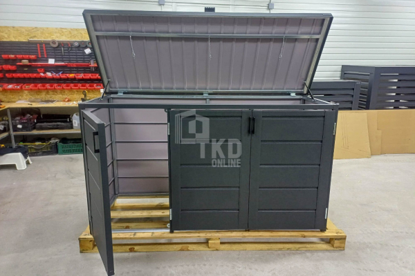 Ogłoszenie - Zabudowa koszy na śmieci wiata śmietnikowa obudowa kubłów 207x80x120 cm 3x240L antracyt TKD358 - Jelenia Góra - 3 450,00 zł
