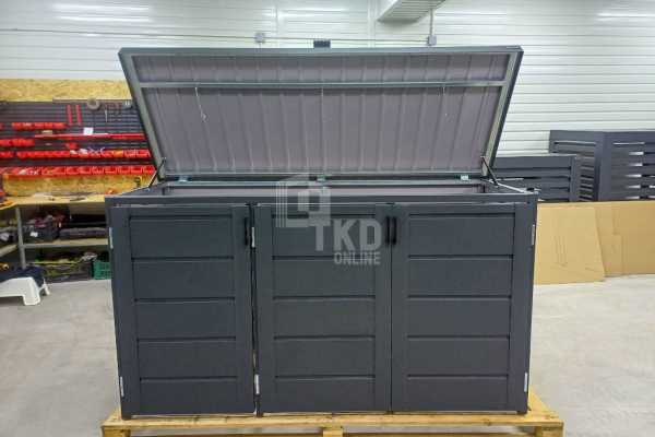Ogłoszenie - Zabudowa koszy na śmieci wiata śmietnikowa obudowa kubłów 207x80x120 cm 3x240L antracyt TKD358 - Jelenia Góra - 3 450,00 zł