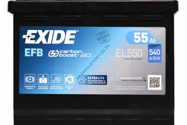 Ogłoszenie - Akumulator Exide EL550 55Ah 540A EFB P+ - Śląskie - 399,00 zł