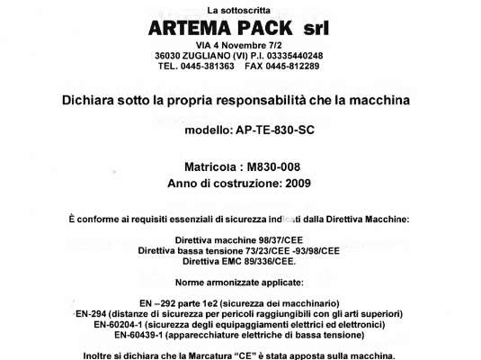 Ogłoszenie - Automatyczna linia do pakowania, owijarka, zgrzewarka Artema Pack - Wadowice - 27 000,00 zł