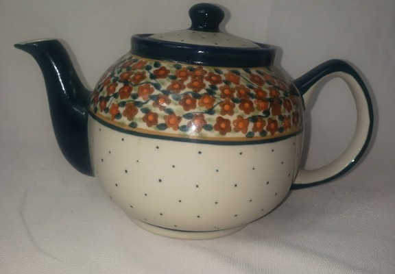 Ogłoszenie - Ceramiczny czajnik z podgrzewaczem – dekor DU-52 | Bolesławiec 1L - Bolesławiec - 340,00 zł