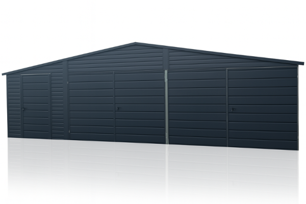 Ogłoszenie - Garaż Blaszany 8x5 Dwustanowiskowy Grafit MAT Premium • Dwuspadowy Dach + 2 Bramy • Montaż Gratis - Łomża - 11 800,00 zł