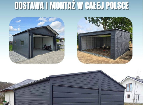Ogłoszenie - Garaż blaszany w kolorze grafit z bramą uchylną i dodatkami - 1 999,00 zł
