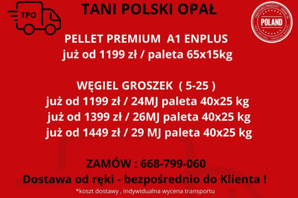 Ogłoszenie - Pellet, groszek węgiel dostawa Małopolska - Małopolskie - 1 199,00 zł