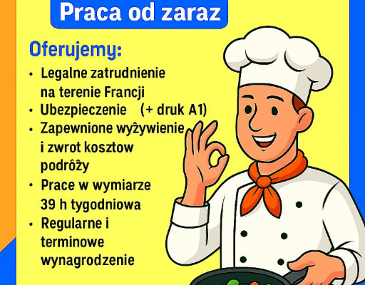 Ogłoszenie - Kucharz praca we Francji
