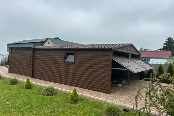 Ogłoszenie - Garaż Blaszany dwustanowiskowy dwuspadowy 6x6 Ciemny Orzech MONTAŻ GRATIS - Gubin - 12 200,00 zł