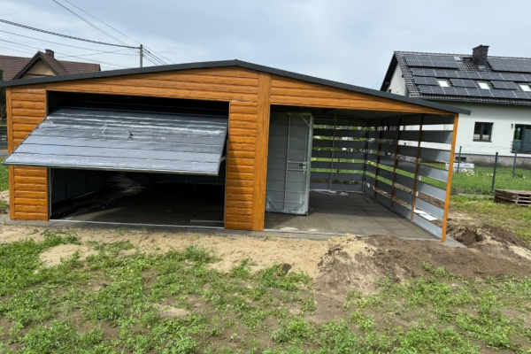 Ogłoszenie - Garaż Blaszany dwuspadowy z wiatą 7x5 Złoty Dąb, brama uchylna PREMIUM - Jelenia Góra - 11 300,00 zł