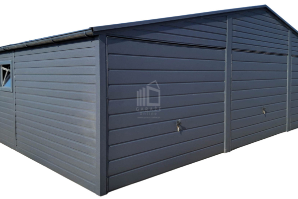 Ogłoszenie - Garaż blaszany 9x6m - 3x Brama uchylna - okno - antracyt - rynny - dach dwuspadowy ID972 - Łódź - 20 990,00 zł