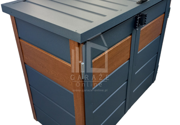 Ogłoszenie - Zabudowa koszy na śmieci wiata śmietnikowa obudowa kubłów 120x65x110 cm 2x120L antracyt + złoty dąb ID497 - Malbork - 2 660,00 zł