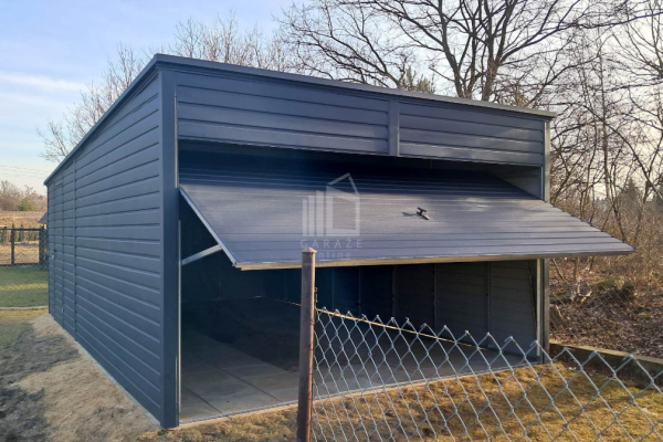 Ogłoszenie - Garaż blaszany 3,5x7m - Brama uchylna - drzwi - antracyt - dach spad w tył ID977 - Płock - 8 750,00 zł
