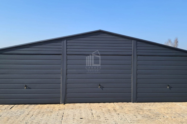 Ogłoszenie - Garaż blaszany 9x6m - 3x Brama uchylna - okno - antracyt - rynny - dach dwuspadowy ID972 - Łódź - 20 990,00 zł