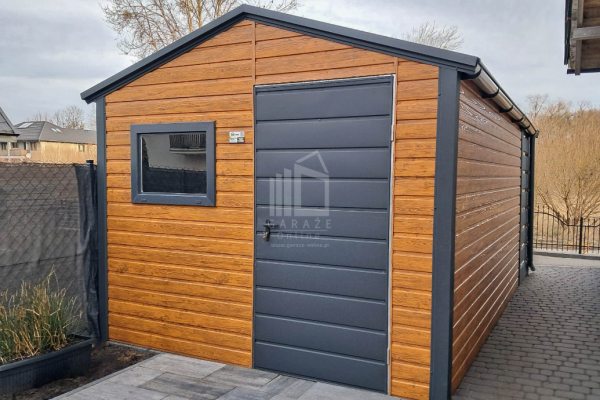 Ogłoszenie - Schowek - domek ogrodowy 3x4m + wiata 1m - Drzwi - okno - rynny - jasny orzech - drewnopodobny - dach dwuspadowy ID974 - Bydgoszcz - 7 500,00 zł