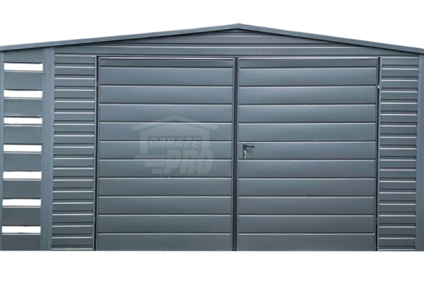 Ogłoszenie - Schowek - Domek Ogrodowy 4x3m + Wiata 0,5m - Brama Dwuskrzydłowa - Antracyt - Dach dwuspadowy GP419 - Ząbki - 4 850,00 zł