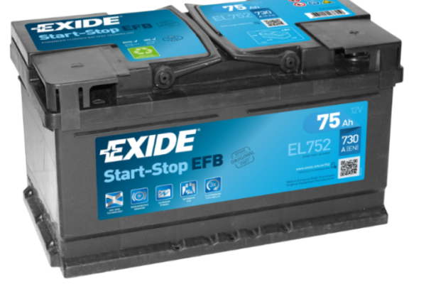 Ogłoszenie - Akumulator 75Ah 730A Exide Start Stop Efb EL752 P+  - Darmowy Dowóz i Wymiana - Kalisz - 545,00 zł