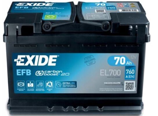 Ogłoszenie - Akumulator 70Ah 760A Exide Efb Start&Stop EL700 P+  - Darmowy Dowóz i Wymiana - Kalisz - 505,00 zł
