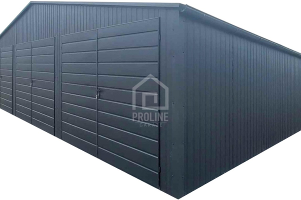 Ogłoszenie - Garaż blaszany 10x6m - 3x Brama - Rynny - Antracyt - Dach dwuspadowy PLG184. Zdjęcie 1