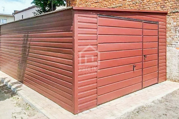 Ogłoszenie - Garaż Blaszany 4,5x7m Brama uchylna - Ciemny Brąz - Dach spad w bok PLG144 - Gdynia - 8 200,00 zł