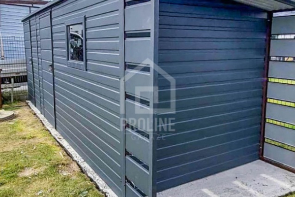 Ogłoszenie - Schowek - Domek Ogrodowy 5x2m + Wiata 0,5m 2x Drzwi - Okno - dach spad w tył PLG158 - Sopot - 5 790,00 zł