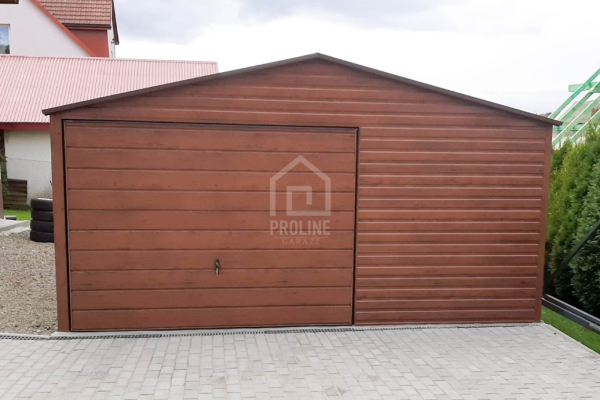 Ogłoszenie - Garaż blaszany 5x5 Brama uchylna drewnopodobny Dach dwuspadowy PLG117 - Tarnów - 8 300,00 zł