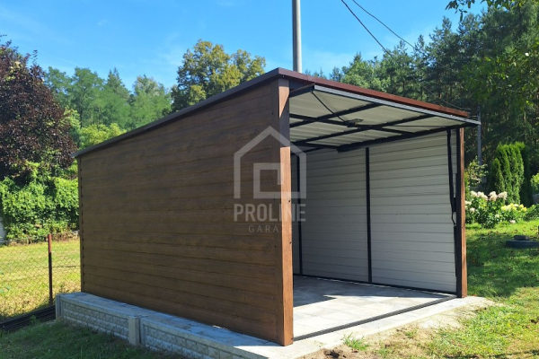 Ogłoszenie - Garaż blaszany 3x4 Brama uchylna - jasny orzech drewnopodobny - Spad w tył PLG124 - Opole - 4 800,00 zł