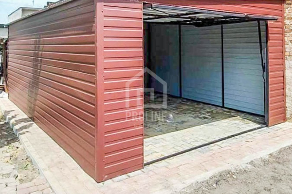 Ogłoszenie - Garaż Blaszany 4,5x7m Brama uchylna - Ciemny Brąz - Dach spad w bok PLG144 - Gdynia - 8 200,00 zł