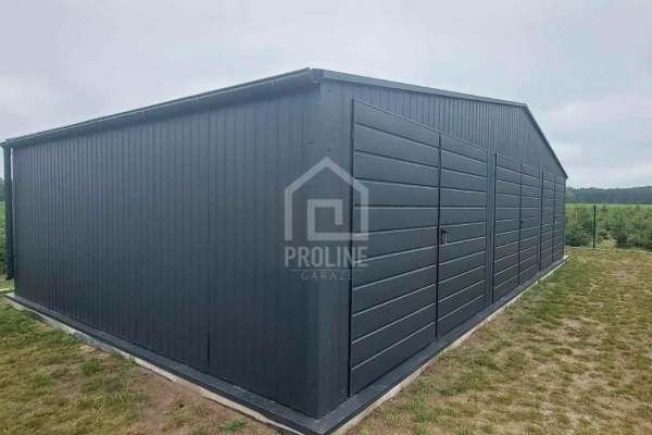 Ogłoszenie - Garaż blaszany 10x6m - 3x Brama - Rynny - Antracyt - Dach dwuspadowy PLG184. Zdjęcie 3