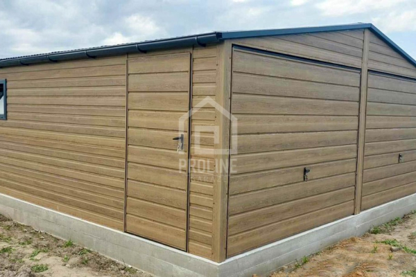 Ogłoszenie - Garaż blaszany 6x5,8m - 2x brama uchylna - drzwi - okno - winchester - drewnopodobny - rynny - dach dwuspadowy PLG143 - Słupsk - 14 100,00 zł