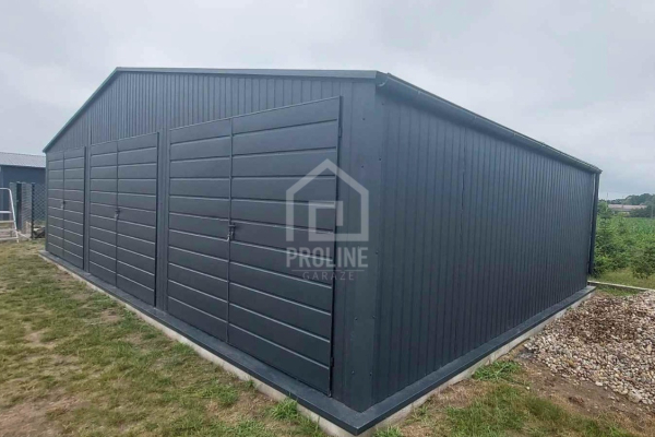 Ogłoszenie - Garaż blaszany 10x6m - 3x Brama - Rynny - Antracyt - Dach dwuspadowy PLG184. Zdjęcie 4