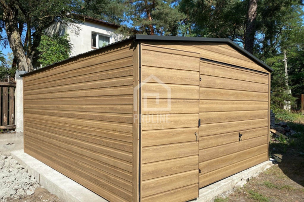 Ogłoszenie - Garaż Blaszany 4x5m - Brama uchylna - drzwi - Winchester - drewnopodobny - dach dwuspadowy PLG161 - Konin - 7 050,00 zł