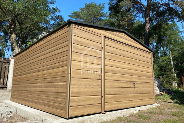 Ogłoszenie - Garaż Blaszany 4x5m - Brama uchylna - drzwi - Winchester - drewnopodobny - dach dwuspadowy PLG161 - Konin - 7 050,00 zł