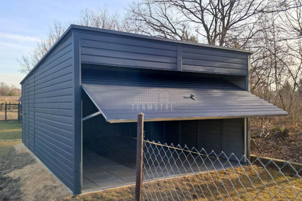 Ogłoszenie - Garaż blaszany 3,5x7m - Brama uchylna - drzwi - antracyt - dach spad w tył TS1060 - Olsztyn - 8 750,00 zł