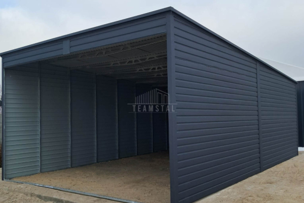 Ogłoszenie - Garaż blaszany - Carport  6x8m - antracyt - dach spad w tył TS1059 - Olsztyn - 17 600,00 zł