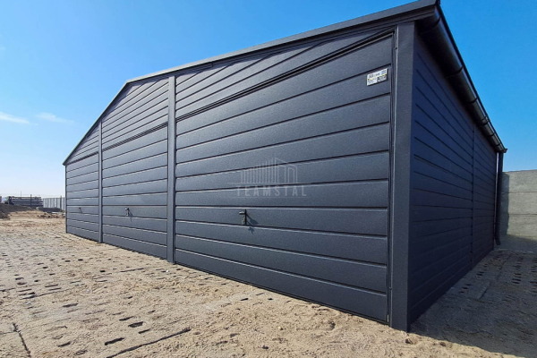Ogłoszenie - Garaż blaszany 9x6m - 3x Brama uchylna - okno - antracyt - rynny - dach dwuspadowy TS1055 - Iława - 20 990,00 zł