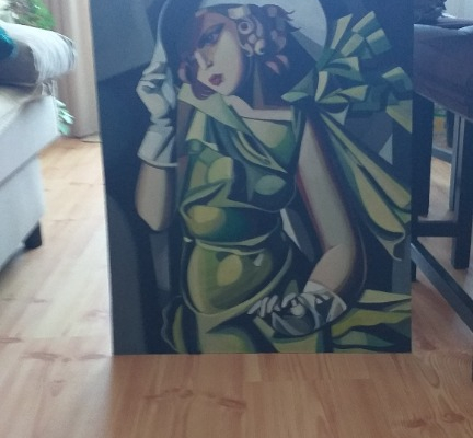 Ogłoszenie - Sprzedam obraz malowany - Kobieta z łódkami - Tamara Łempicka. Zdjęcie 2