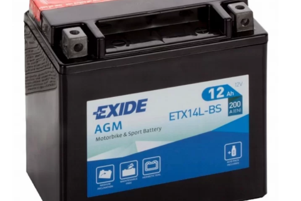 Ogłoszenie - Akumulator motocyklowy 12Ah EXIDE ETX14L-BS YTX14L-BS DARMOWA DOSTAWA. Zdjęcie 1