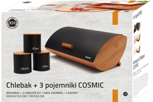 Ogłoszenie - chlebak i 3 pojemniki - czarny lub biały - NOWY. Zdjęcie 1