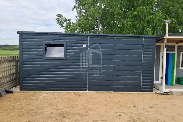 Ogłoszenie - Schowek - domek ogrodowy 4,5x2m - brama dwuskrzydłowa - okno - antracyt - dach spad w tył ID995. Zdjęcie 4