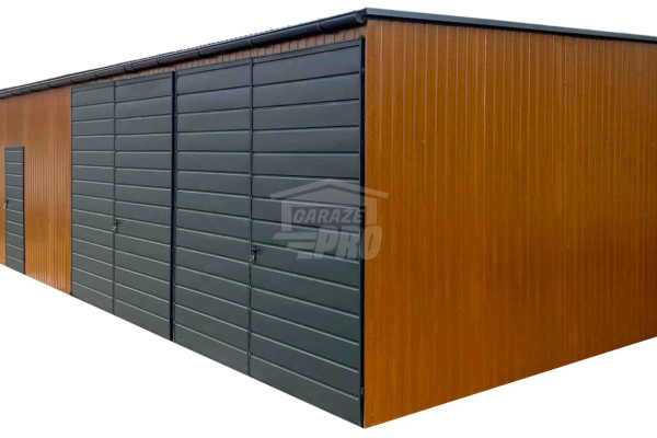 Ogłoszenie - Garaż blaszany 12x6m- 2x Brama - drzwi Antracyt Dach spad w przód - rynna GP611. Zdjęcie 1