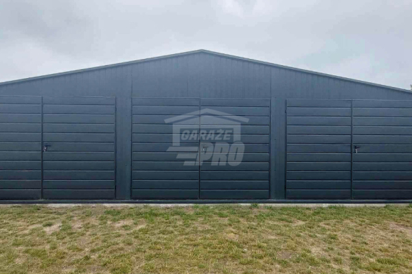 Ogłoszenie - Garaż blaszany 10x6m - 3x Brama - Rynny - Antracyt - Dach dwuspadowy GP601. Zdjęcie 4