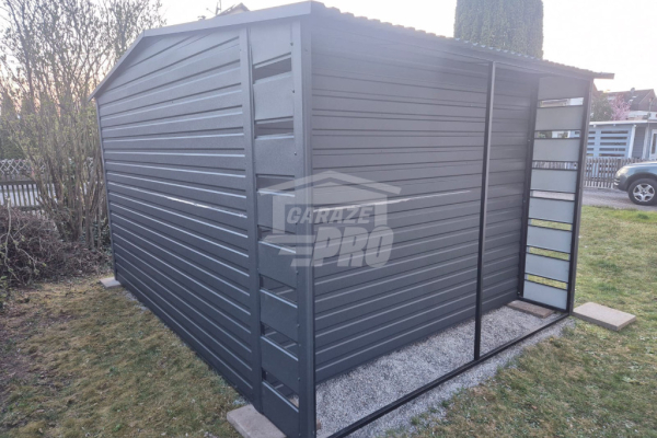 Ogłoszenie - Schowek - domek ogrodowy  4x3,5 + wiata 0,5m - Brama Antracyt Dach dwuspadowy GP602. Zdjęcie 2