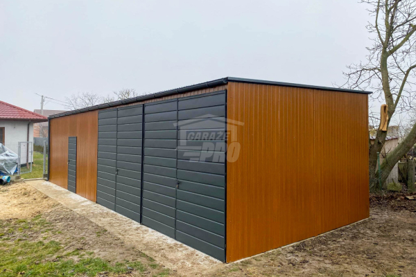 Ogłoszenie - Garaż blaszany 12x6m- 2x Brama - drzwi Antracyt Dach spad w przód - rynna GP611. Zdjęcie 2