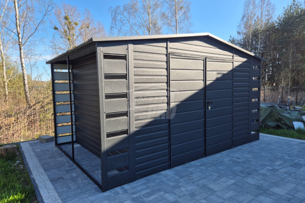 Ogłoszenie - Schowek - Domek Ogrodowy 3x3 + 2x wiata 0,5m -  Brama Antracyt Dach dwuspadowy  GP588. Zdjęcie 2