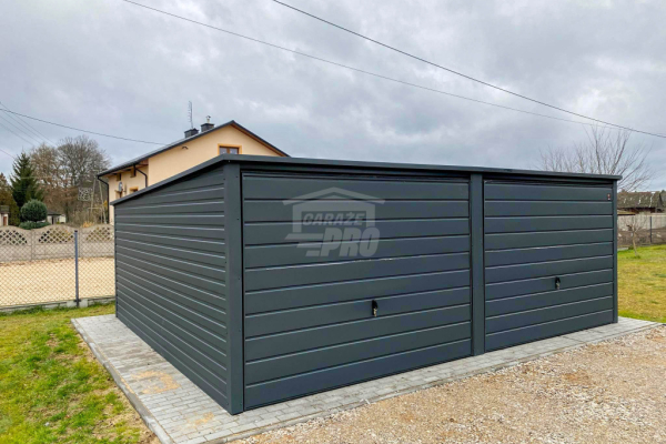 Ogłoszenie - Garaż blaszany 6x6m - Brama uchylna - Antracyt Dach spad w tył GP596. Zdjęcie 3