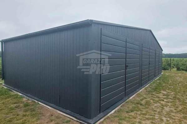 Ogłoszenie - Garaż blaszany 10x6m - 3x Brama - Rynny - Antracyt - Dach dwuspadowy GP601. Zdjęcie 2