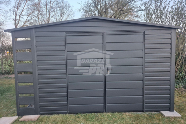 Ogłoszenie - Schowek - domek ogrodowy  4x3,5 + wiata 0,5m - Brama Antracyt Dach dwuspadowy GP602. Zdjęcie 3