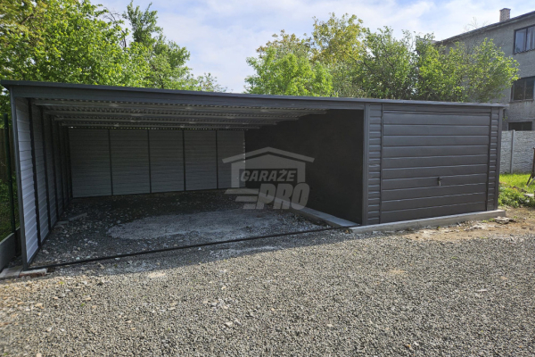 Ogłoszenie - Garaż blaszany 3,5x6 + wiata 5x6 m - Brama - okno - drzwi - Antracyt Dach spad w tył GP574. Zdjęcie 4