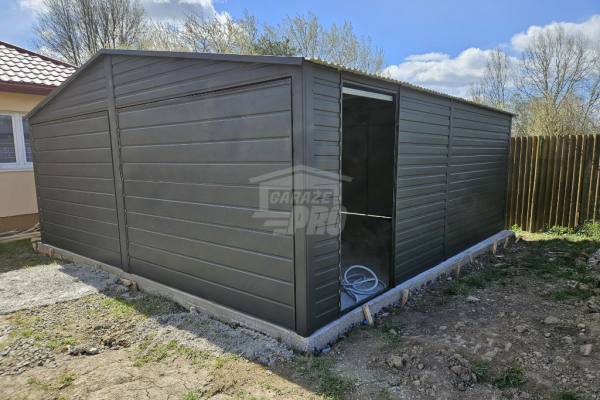 Ogłoszenie - Garaż blaszany 6x6 - 2x Brama Antracyt Dach dwuspadowy GP592. Zdjęcie 5