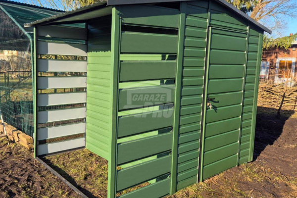 Ogłoszenie - Schowek - domek ogrodowy 2x2m + wiata 1m - drzwi - okno - zielony - dach dwuspadowy GP604. Zdjęcie 4