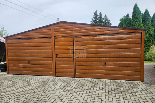 Ogłoszenie - Garaż blaszany 7x6 Brama - drzwi - okno - złoty dąb - drewnopodobny Dach dwuspadowy - rynny GP598. Zdjęcie 7